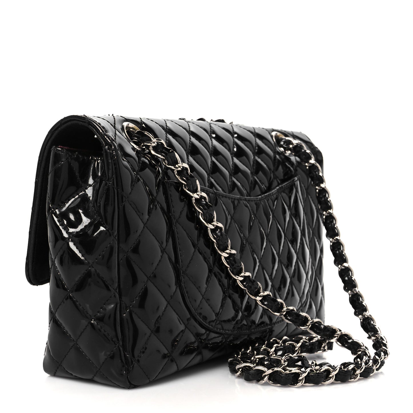 Patent Quilted Secret Label Medium Flap Black