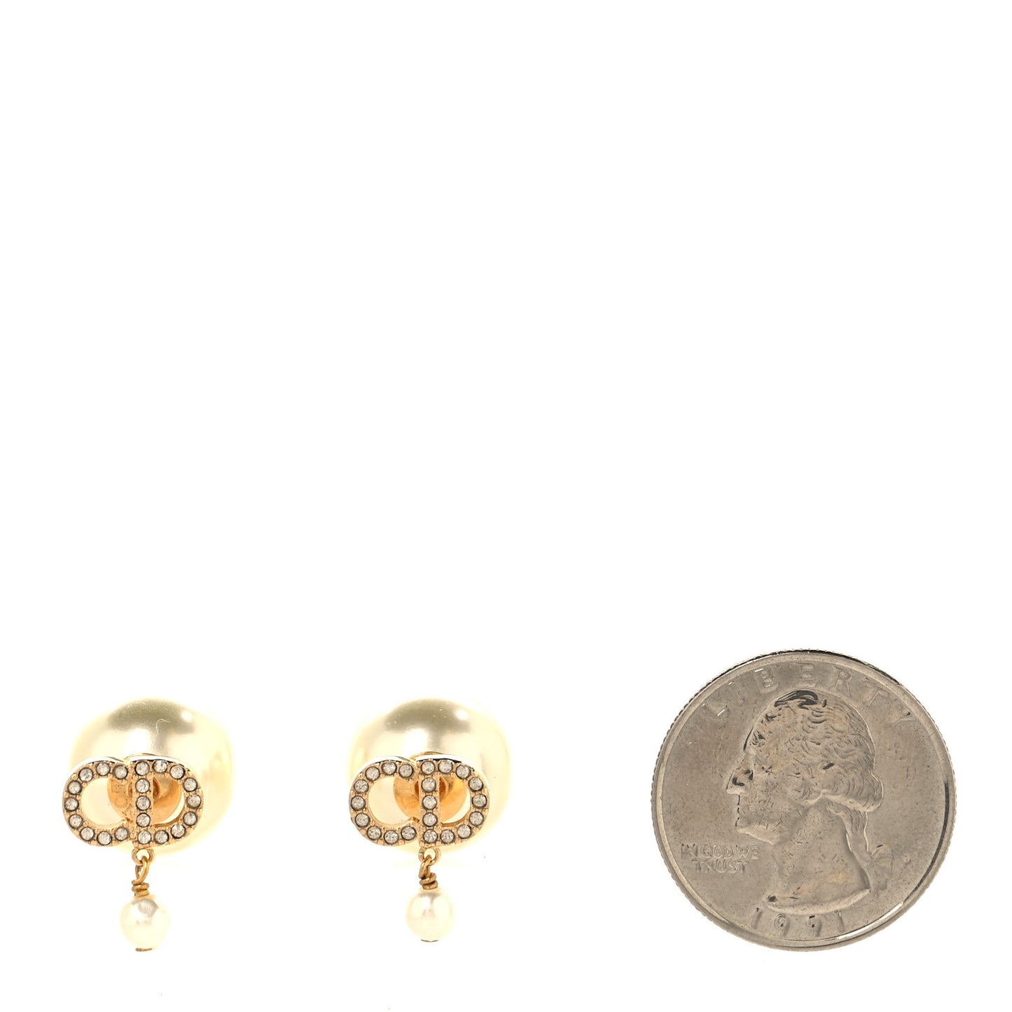 Pearl Crystal Tribales CD Drop Earrings Gold