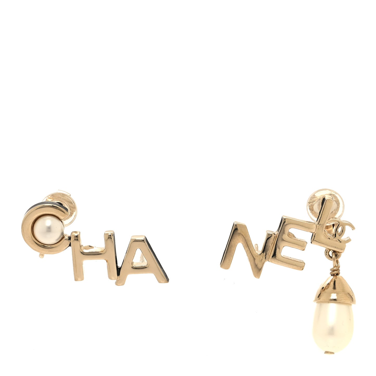 Pearl Cha Nel Drop Earrings White Gold