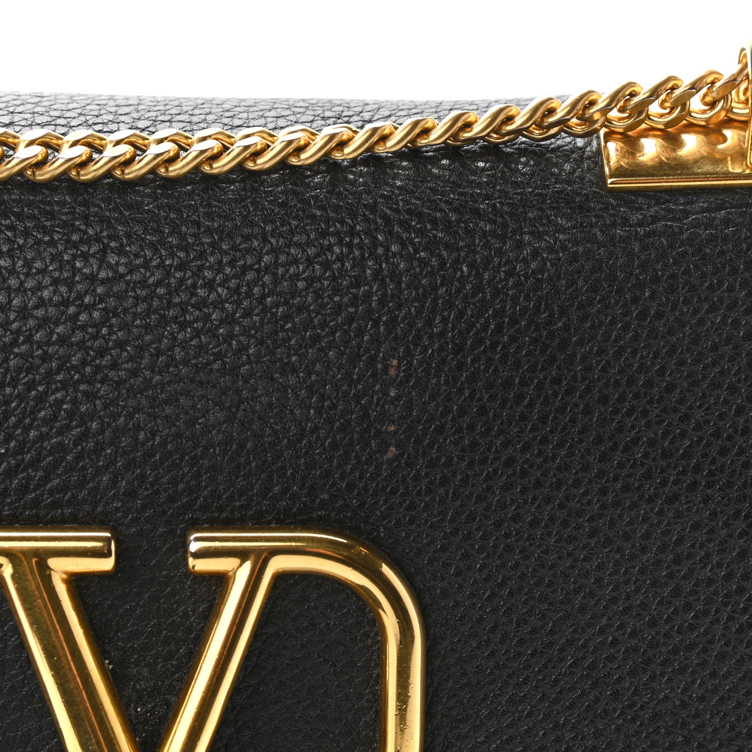 Valentino Garavani Pebbled Calfskin Small VRing Chain Shoulder Bag Black 10 of 10