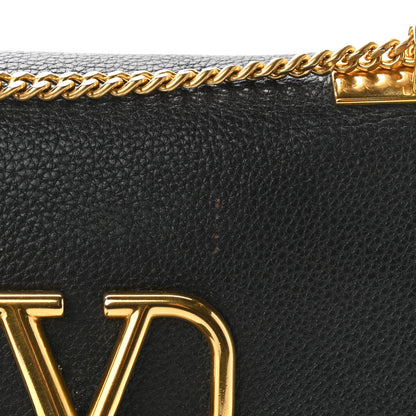 Valentino Garavani Pebbled Calfskin Small VRing Chain Shoulder Bag Black 10 of 10