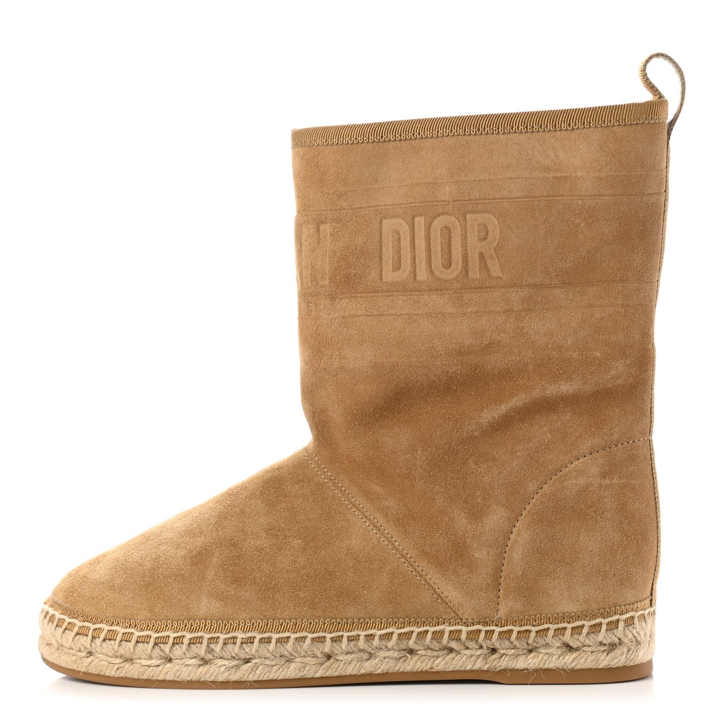 Calfskin Suede Shearling Granville Espadrille Boots 36 Natural