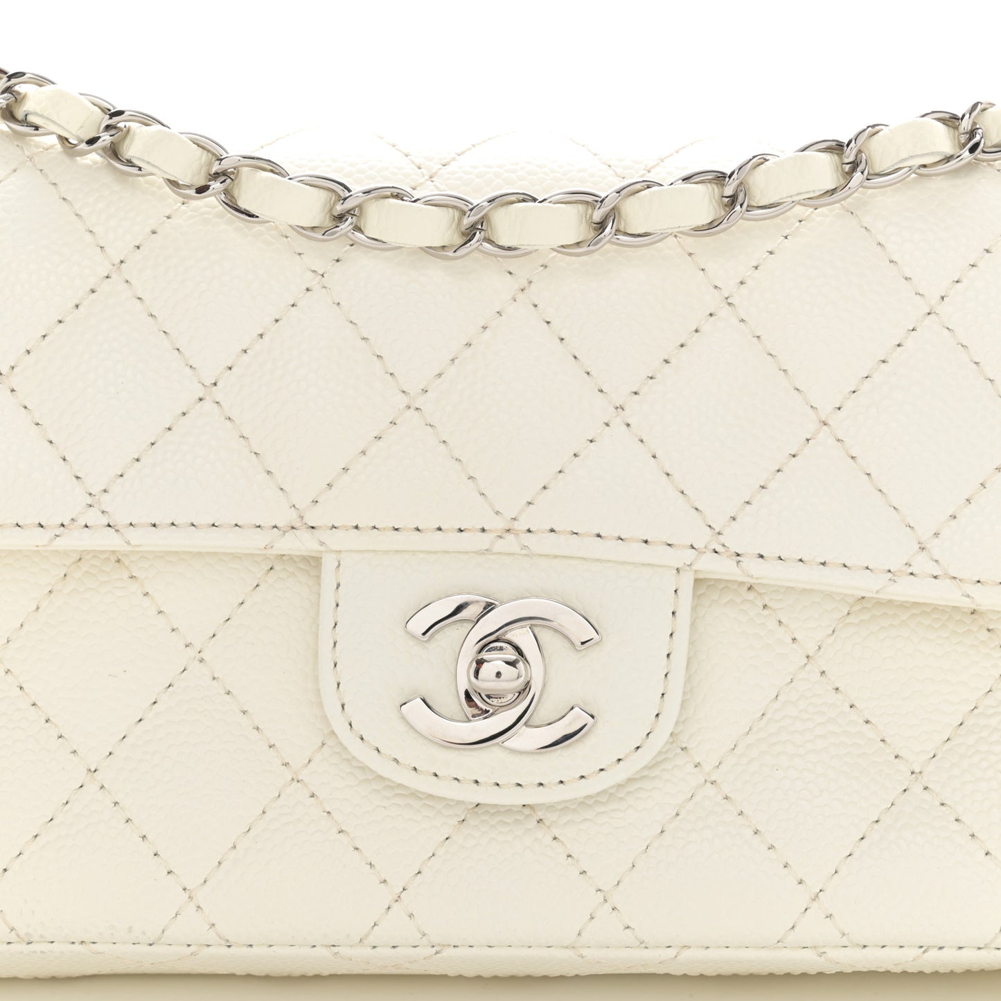 Caviar Quilted East West Flap White