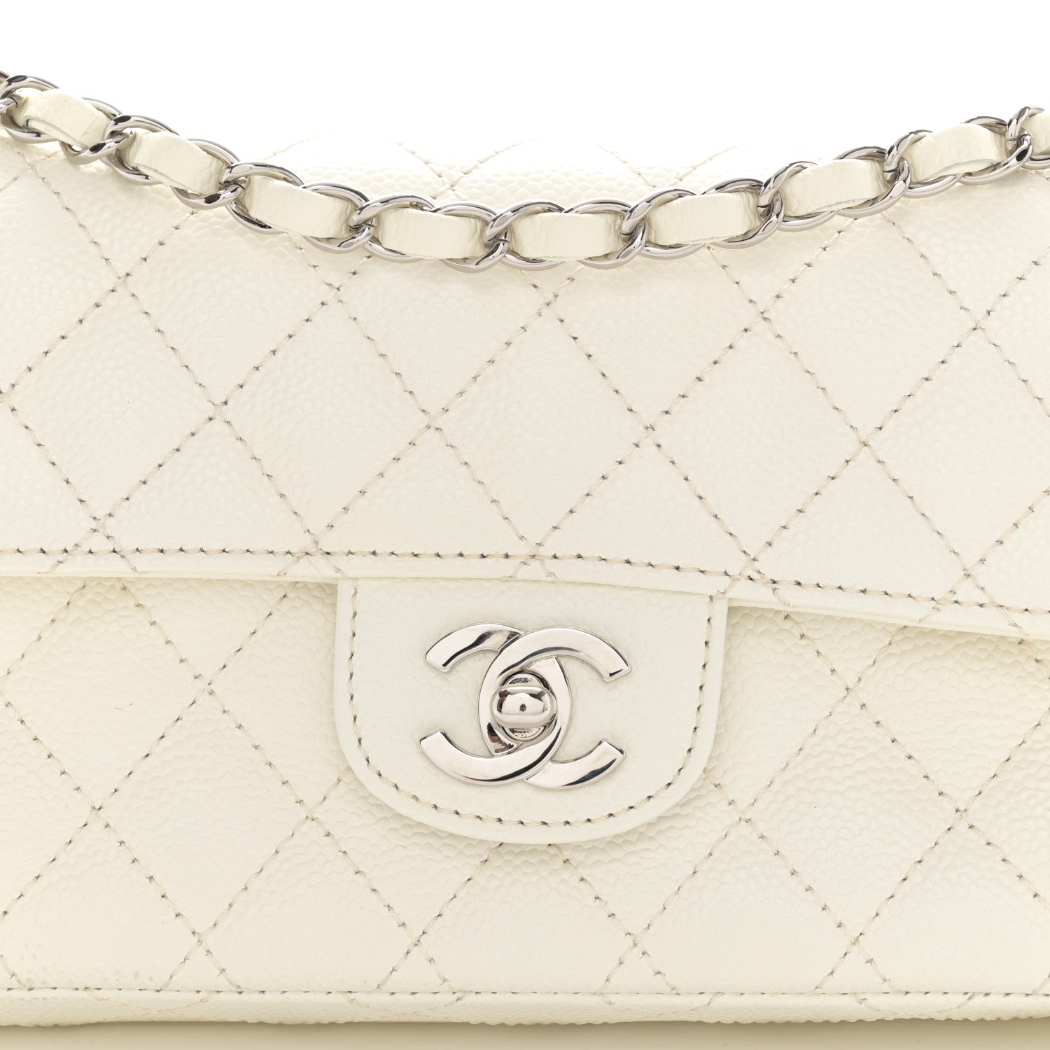 Chanel Caviar Quilted East West Flap White 8 of 13