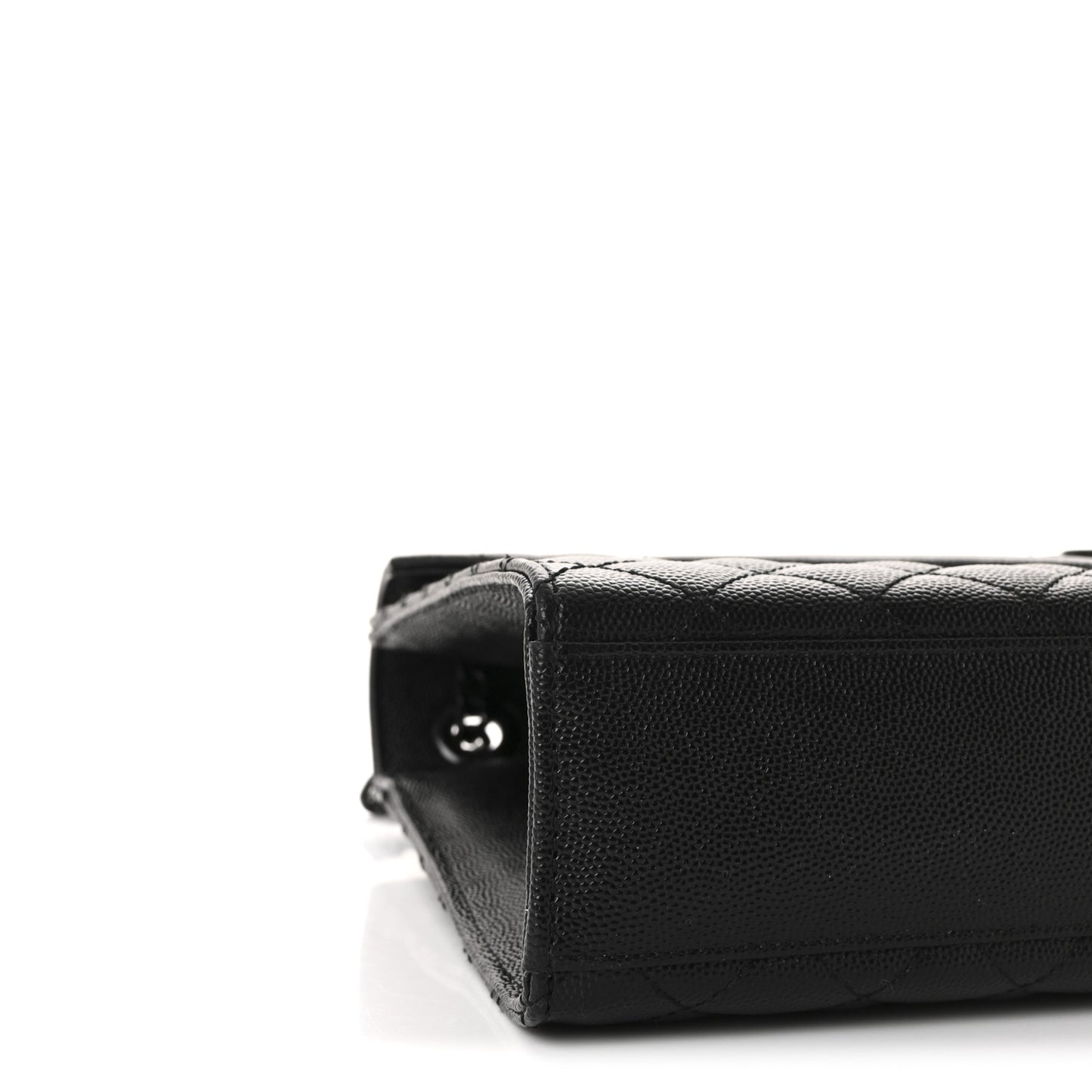 Grain De Poudre Textured Mixed Matelasse Large Triquilt Monogram Monochrome Satchel Black