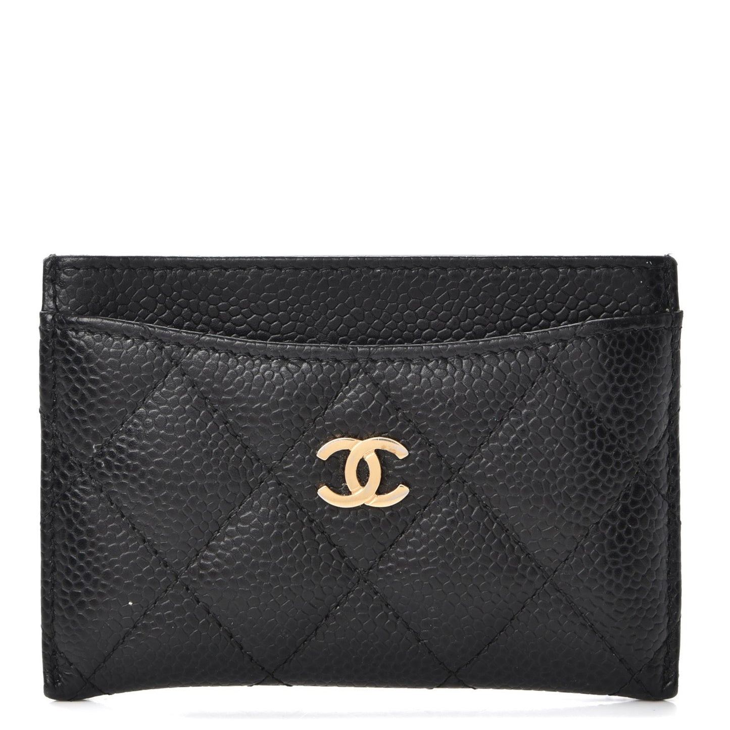Caviar Quilted Card Holder Black