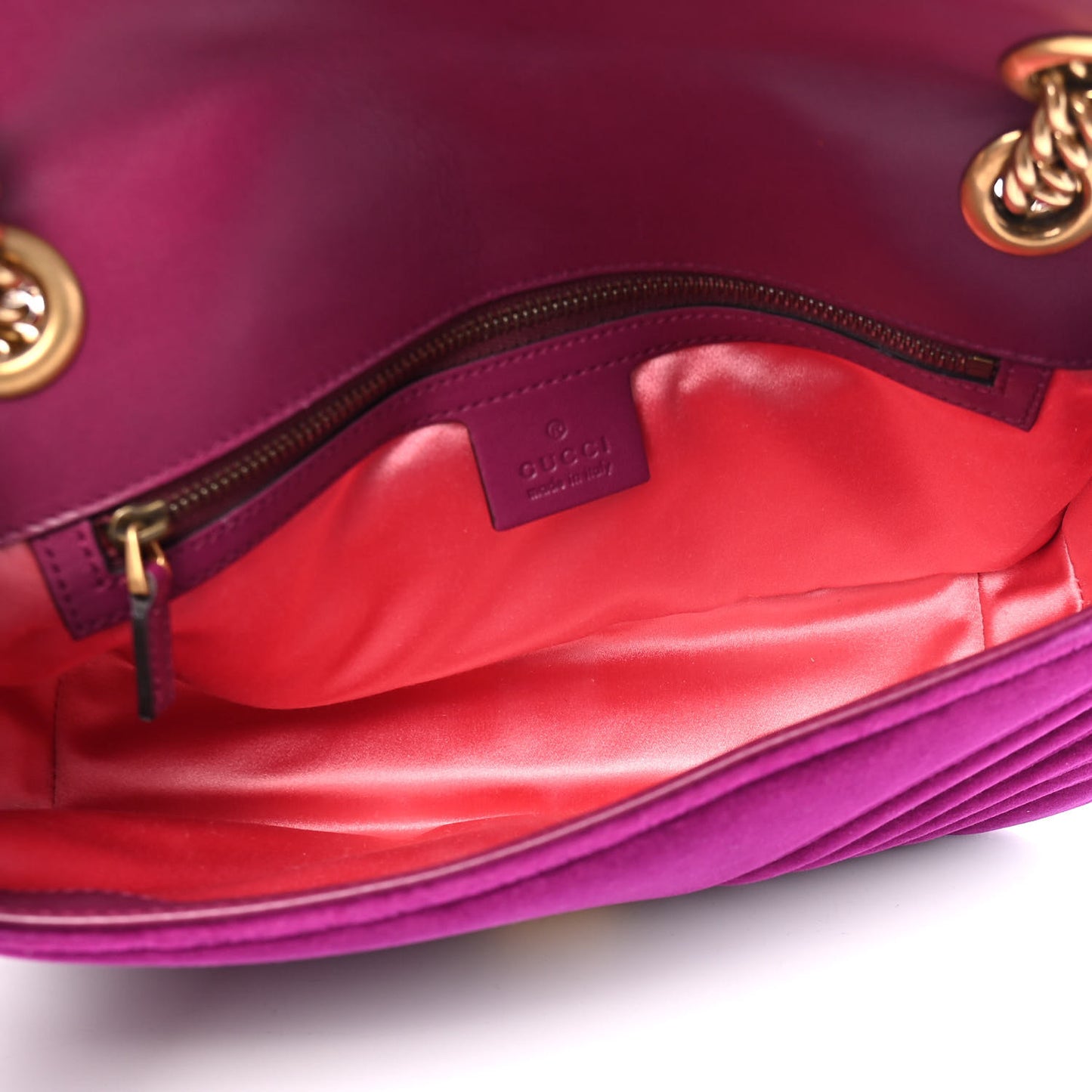 Velvet Matelasse Small GG Marmont Shoulder Bag Fuchsia Violet Cyclamen