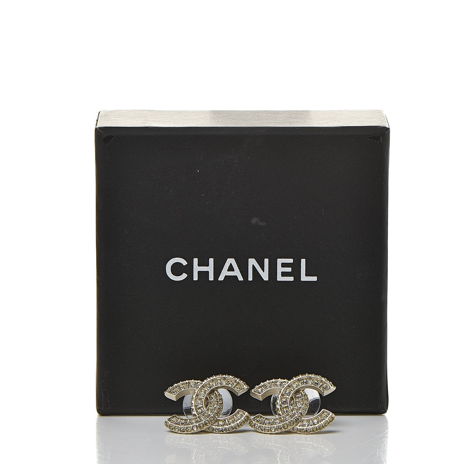 Chanel Crystal CC Earrings Gold 6 of 6