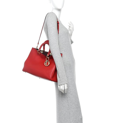 Christian Dior Calfskin Medium Diorissimo Tote Red 2 of 12