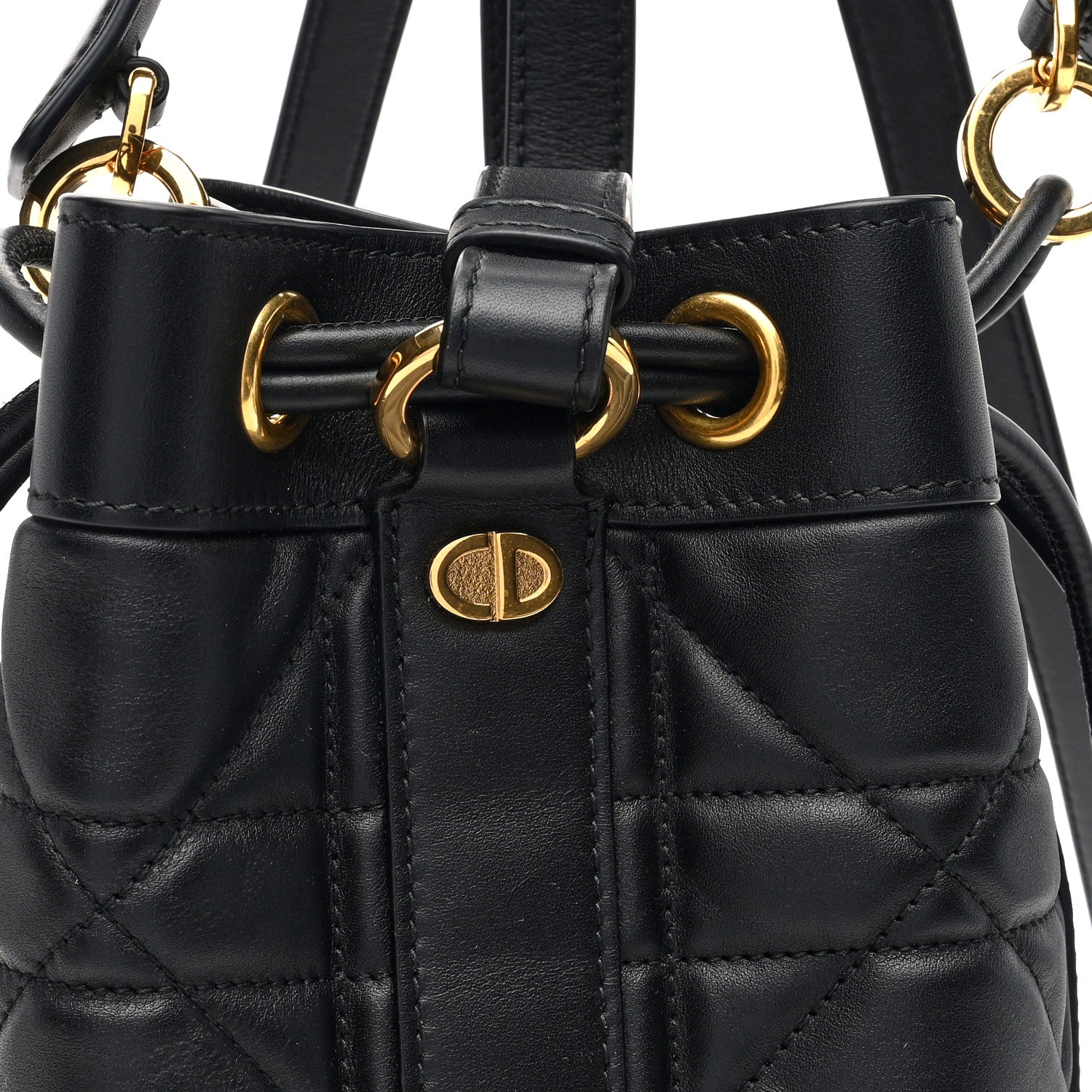 Christian Dior Calfskin Macrocannage Cannage Small Drawstring Backpack Black 7 of 9
