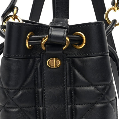 Christian Dior Calfskin Macrocannage Cannage Small Drawstring Backpack Black 7 of 9