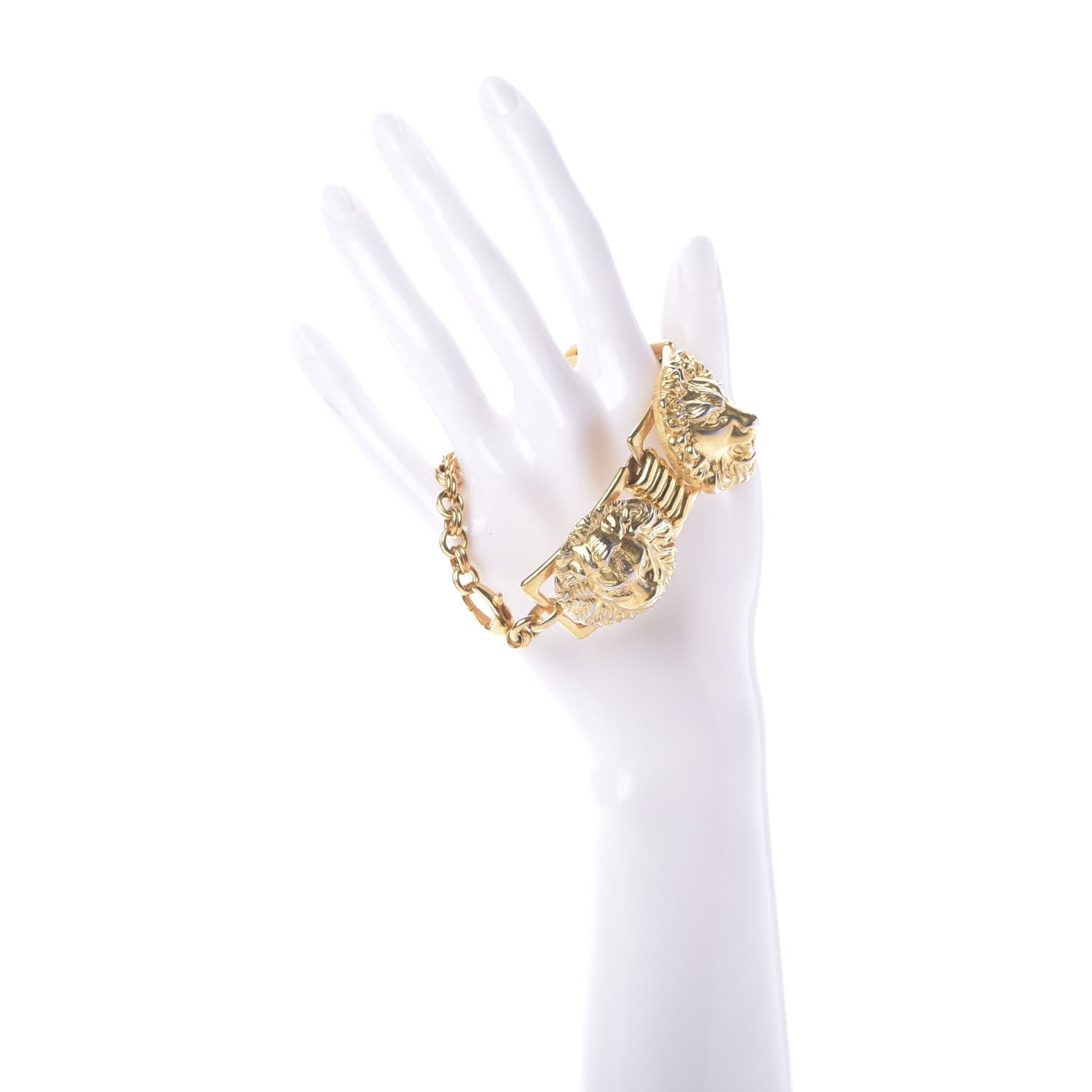 Gucci Metal Lion Heads Bracelet M Aged Gold 2 of 5