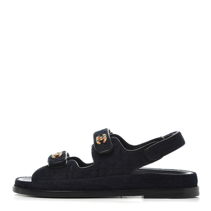 Chanel Denim Quilted Velcro Dad Sandals 41 Blue 1 of 9
