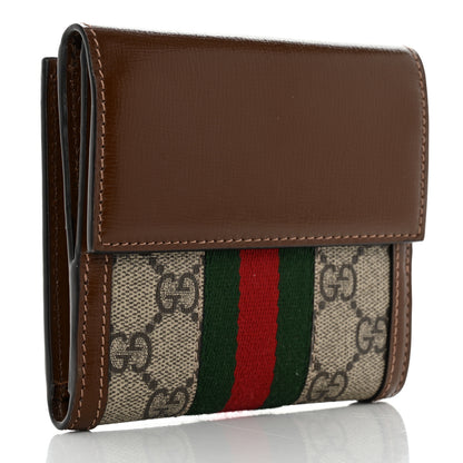 Gucci GG Supreme Monogram Textured Calfskin Web Jackie 1961 French Flap Wallet Beige Ebony Brown Sugar 3 of 9