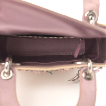 Christian Dior Satin Embroidered Beaded Mini Lady Dior Pink Multicolor 5 of 15