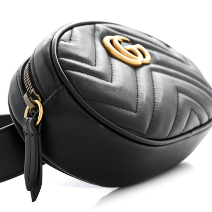 Gucci Calfskin Matelasse GG Marmont Belt Bag 85 34 Black 8 of 13