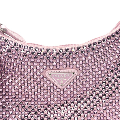 Prada Satin Crystal Mini Re-Edition 2000 Bag Alabastro 7 of 9