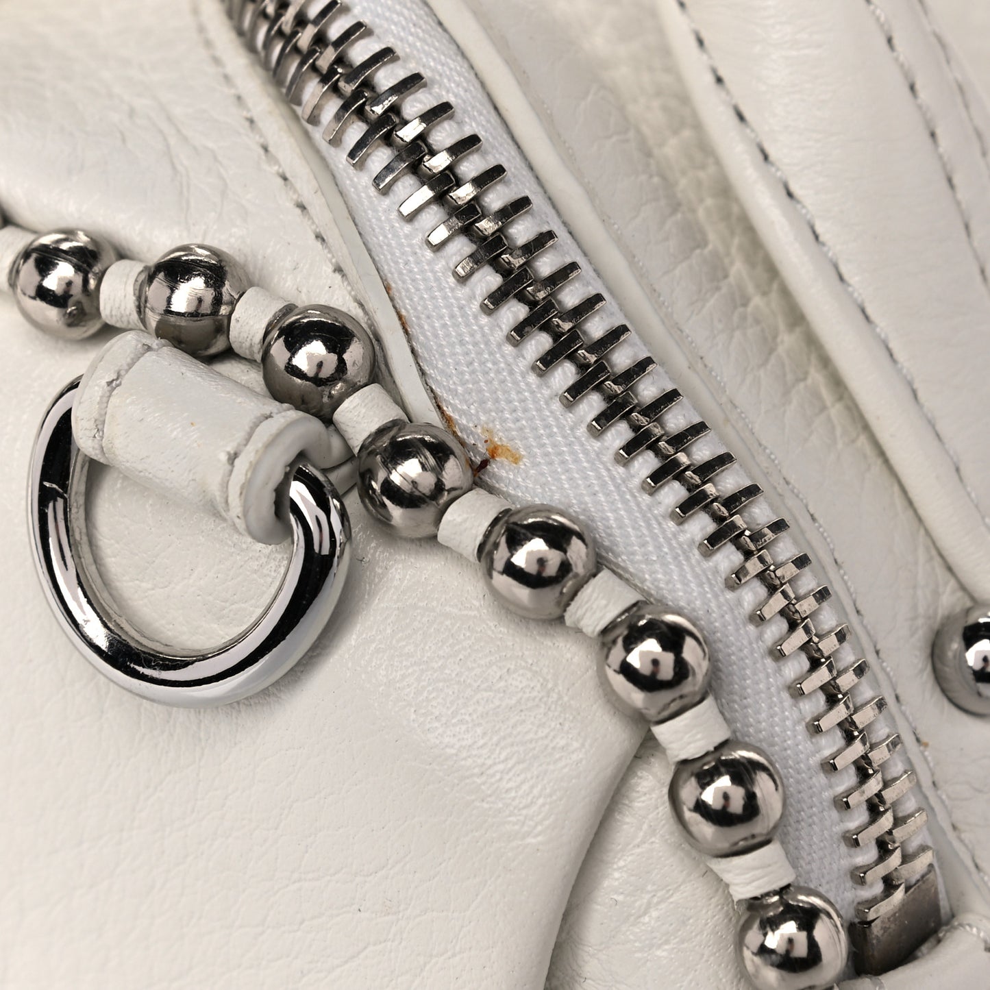 Calfskin Studded Mini Rockie White Rodium Hardware