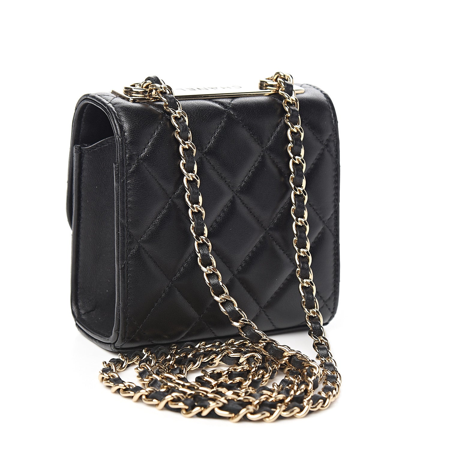 Chanel Lambskin Quilted Mini Trendy CC Chain Wallet Black 2 of 9