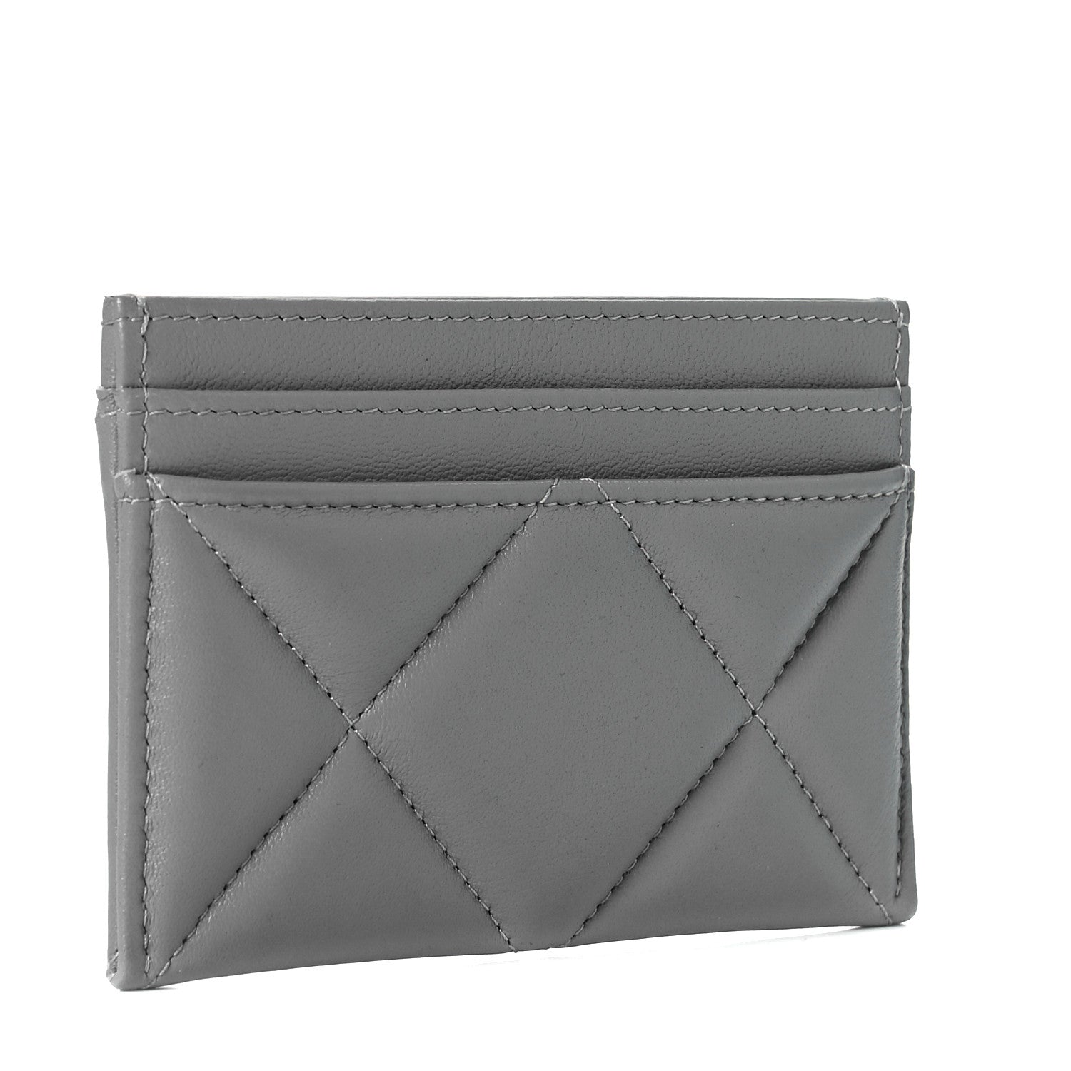 Chanel Lambskin Quilted Chanel 19 Card Holder Grey 3 of 8
