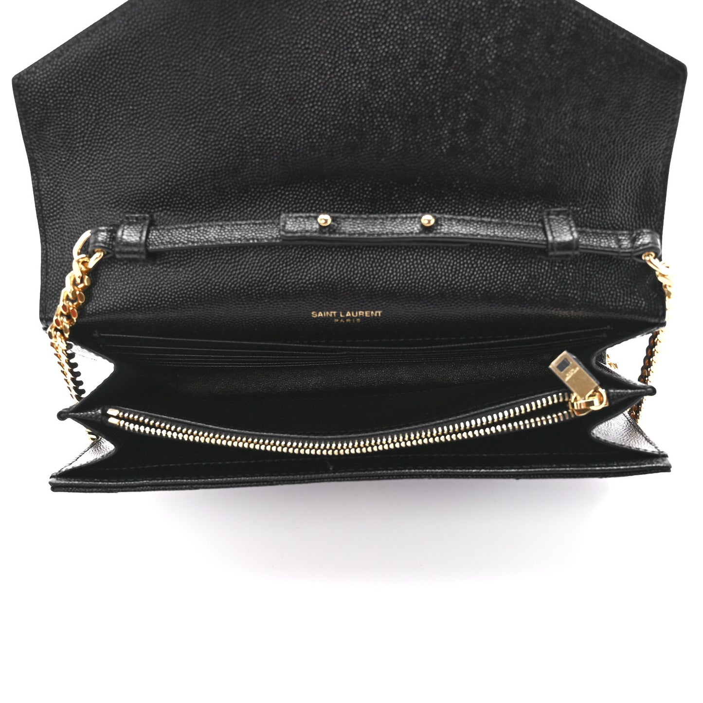 Grain De Poudre Matelasse Chevron Monogram Chain Wallet Black