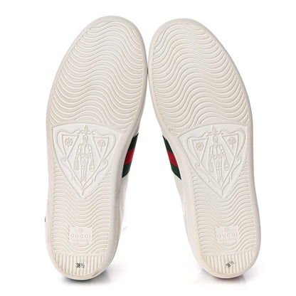 Gucci Calfskin Web Floral Embroidered Womens Ace Sneakers 38.5 White 5 of 10