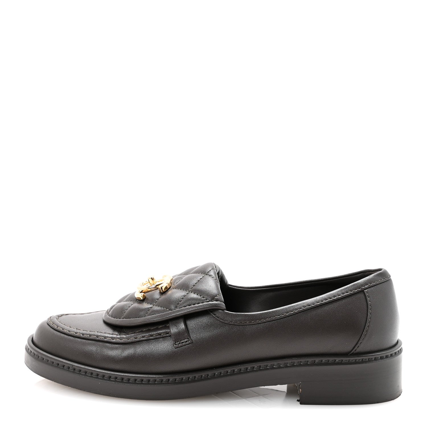 Chanel Lambskin Quilted CC Turnlock Loafers 36 Dark Brown 1796849