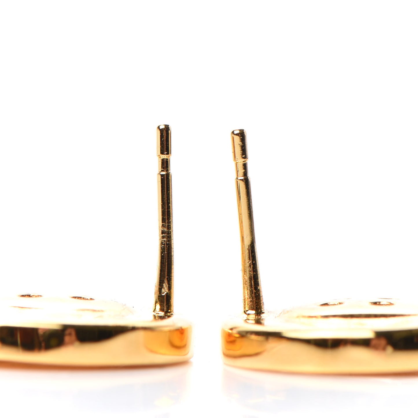 Metal Large Paris Button Earrings Gold