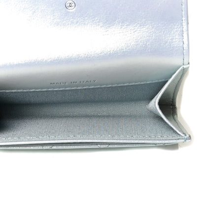 Chanel Iridescent Calfskin Quilted Flap Card Holder Light Blue 5 of 8