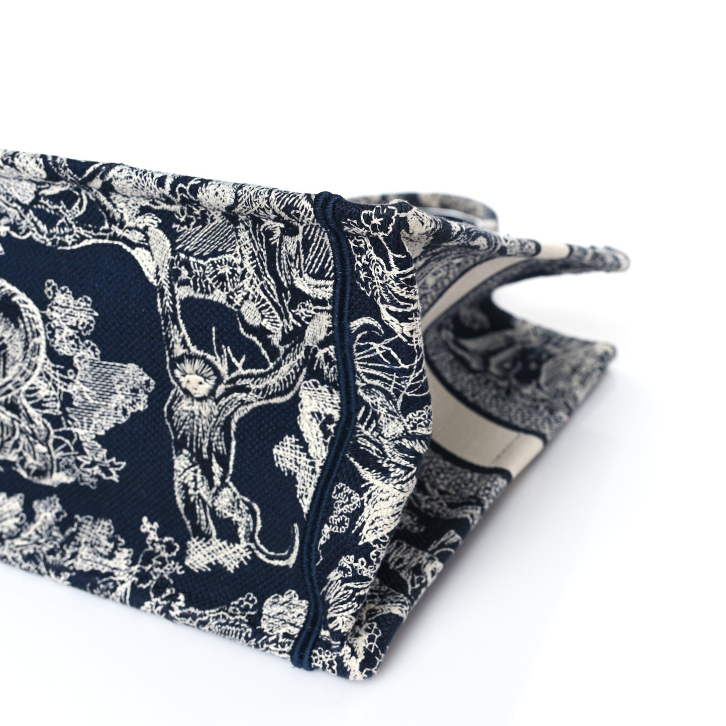 Canvas Embroidered Medium Dioriviera Toile De Jouy Reverse Book Tote Blue