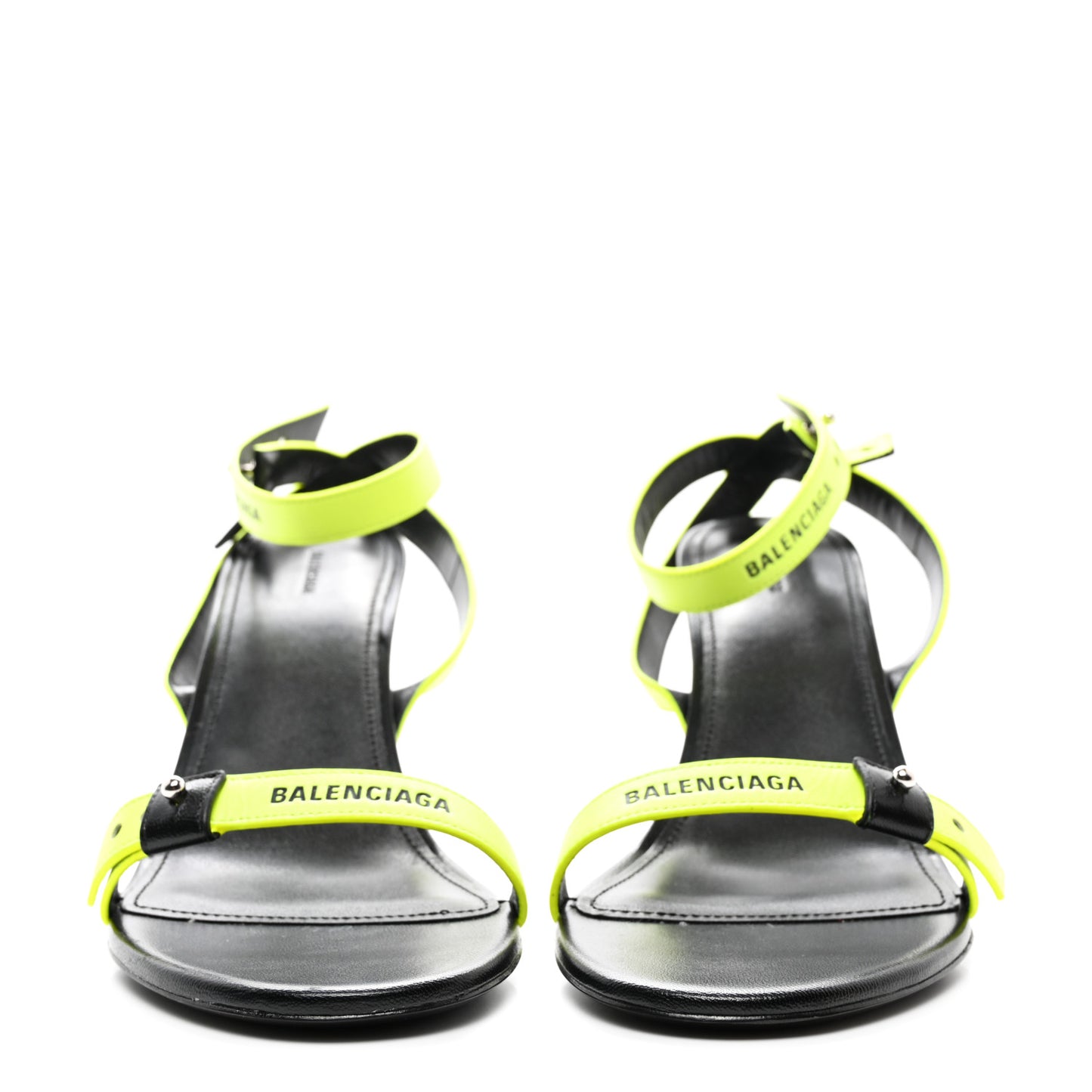 Calfskin Logo Afterhour 90mm Sandal 41 Black Fluo Yellow