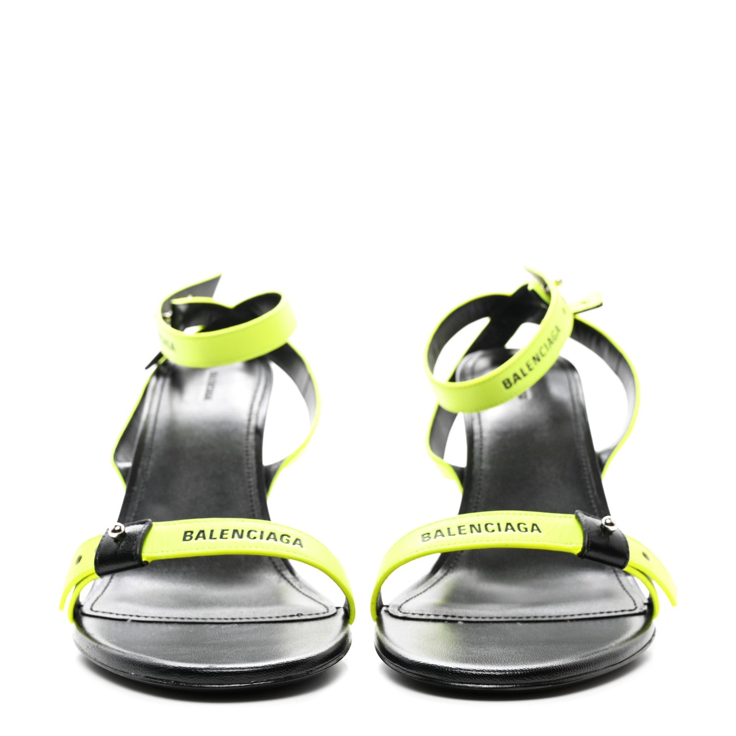 Balenciaga Calfskin Logo Afterhour 90mm Sandal 41 Black Fluo Yellow 2 of 9