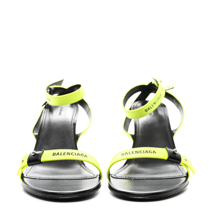 Balenciaga Calfskin Logo Afterhour 90mm Sandal 41 Black Fluo Yellow 2 of 9