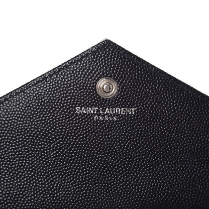 Saint Laurent Grain De Poudre Matelasse Chevron Monogram Chain Wallet Black 7 of 7
