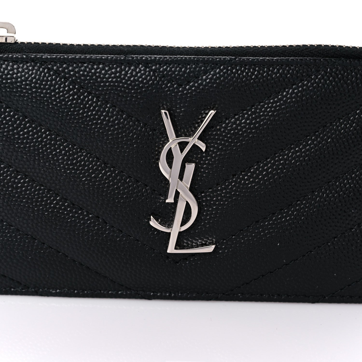 Saint Laurent Monogram Grain de Poudre 5 Fragments Zip Pouch Card Holder Black 10 of 11