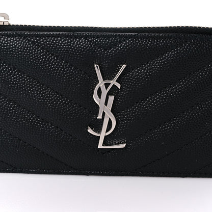 Saint Laurent Monogram Grain de Poudre 5 Fragments Zip Pouch Card Holder Black 10 of 11