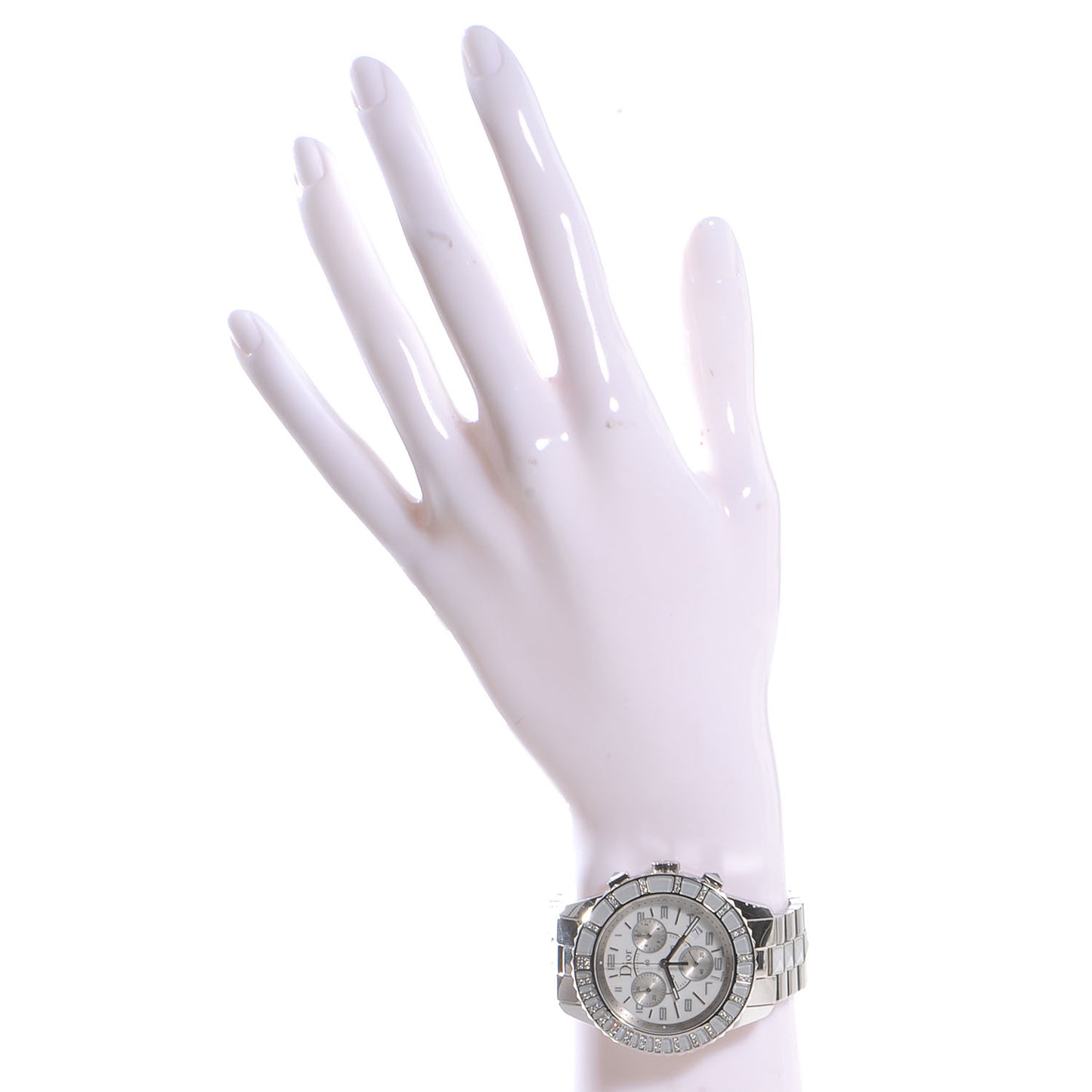 Stainless Steel Diamond Christal Chronograph Watch White