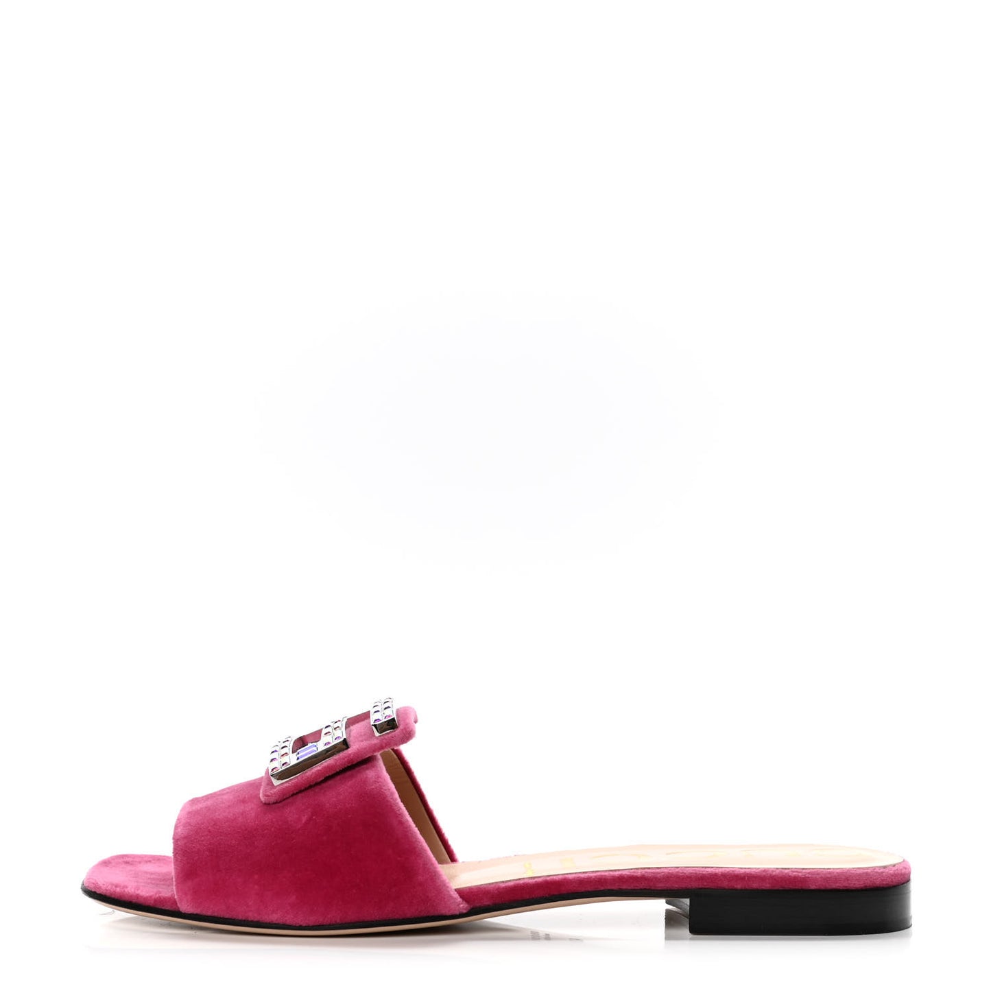 Velvet Crystal Square G Madelyn Slide Sandals 40 Light Raspberry Rose