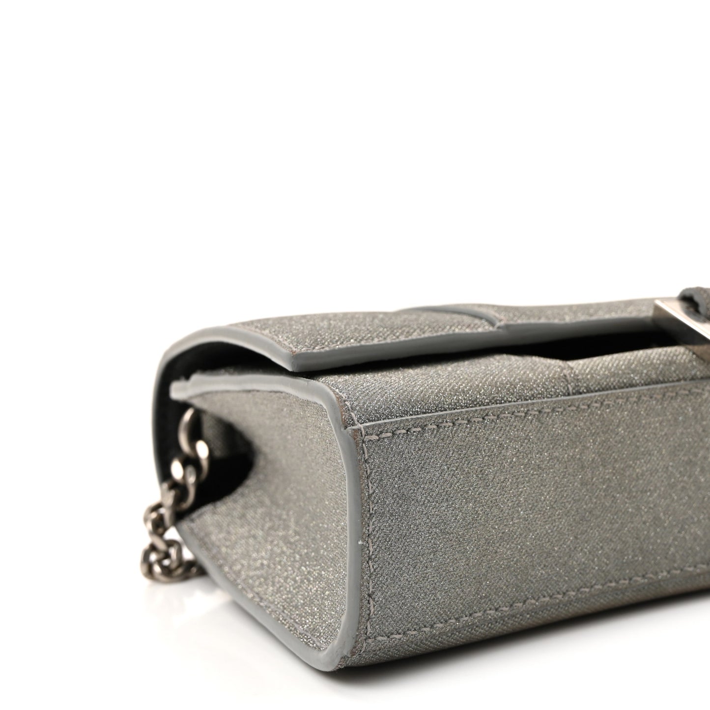 Glitter Fabric Hourglass Chain Bag Grey