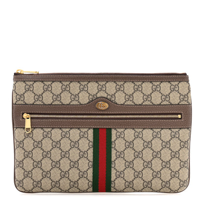 Gucci GG Supreme Monogram Large Ophidia Pouch Clutch Brown 1 of 9
