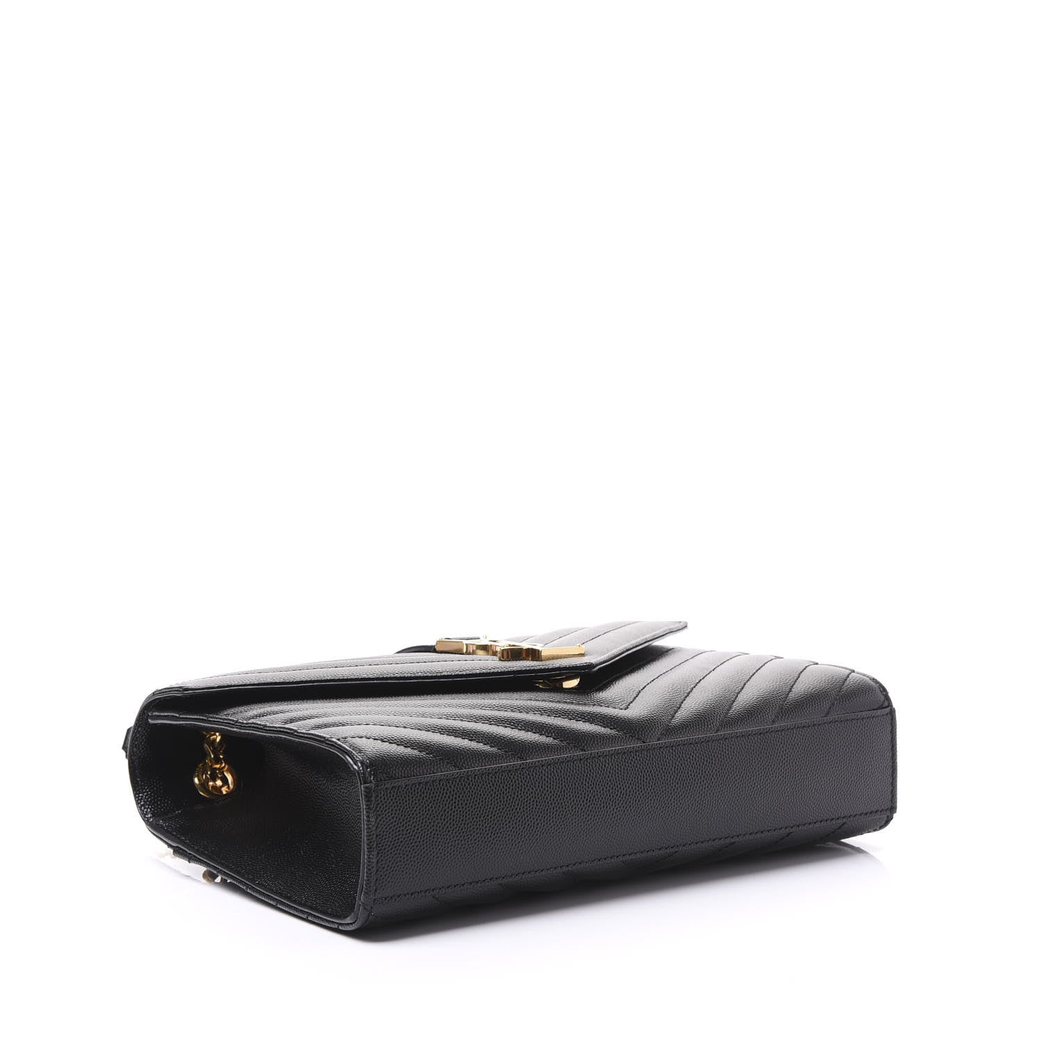 Saint Laurent Grain De Poudre Matelasse Chevron Medium Monogram Satchel Black 3 of 8