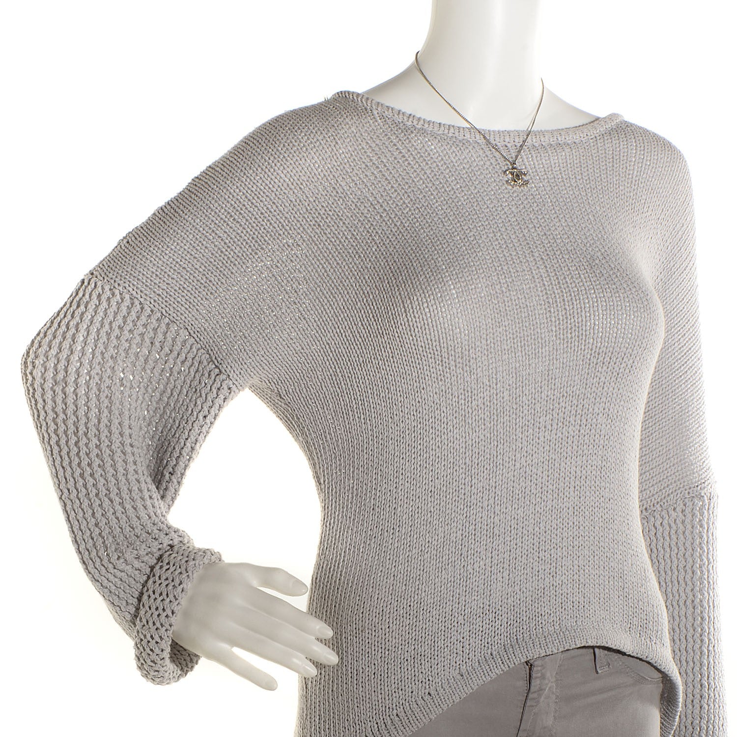 Chanel Crystal Large CC Necklace Silver 2 of 5