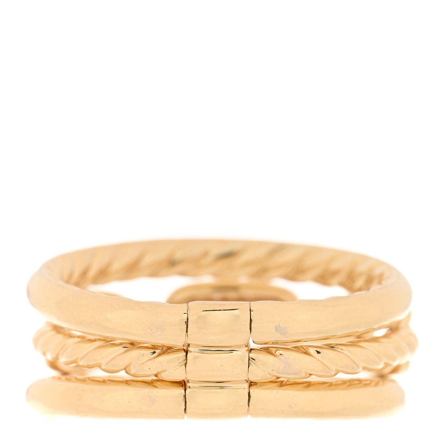 18K Yellow Gold Diamond Stax Three-Row Pave Chain Link Ring 54 7