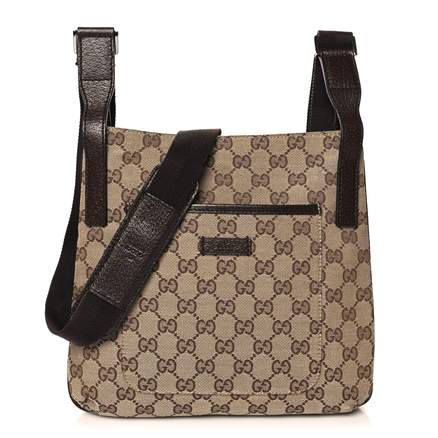 Gucci Monogram Flat Messenger Bag Dark Brown 1 of 10