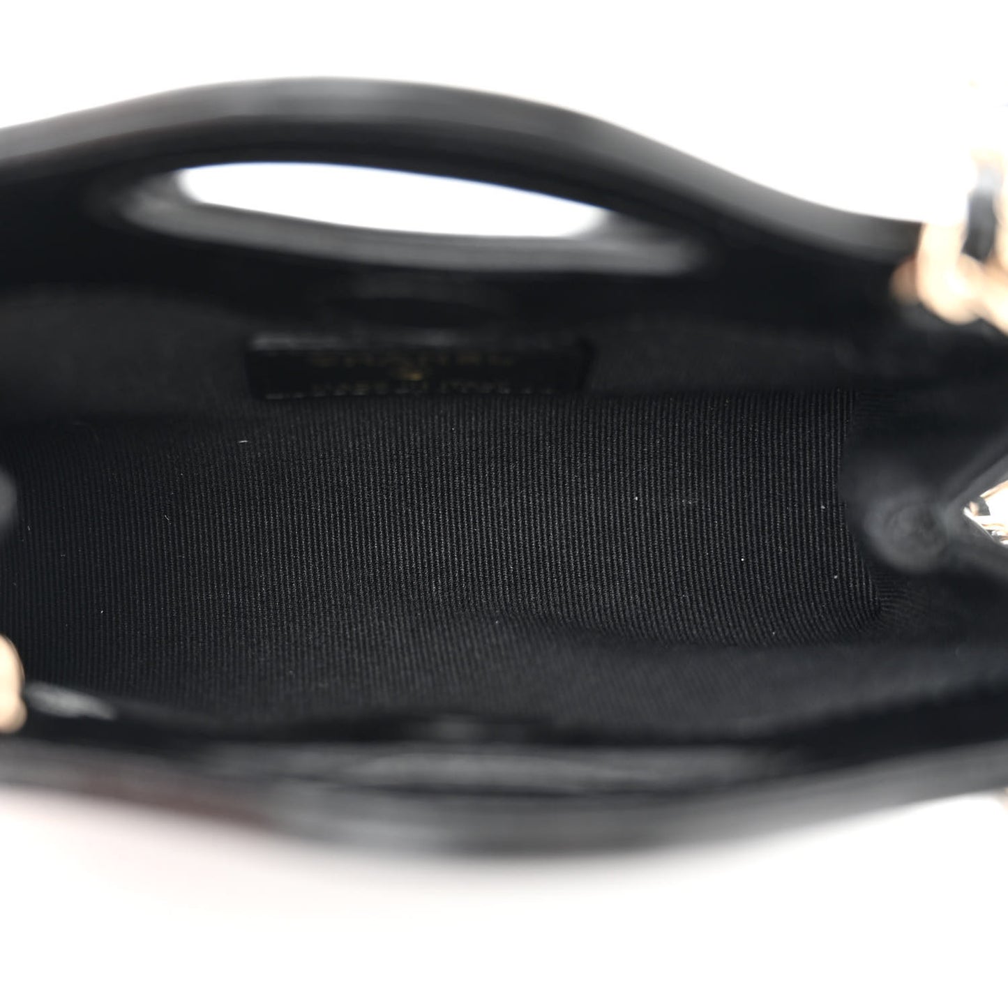 Shiny Lambskin Quilted Micro 31 Clutch With Chain Black