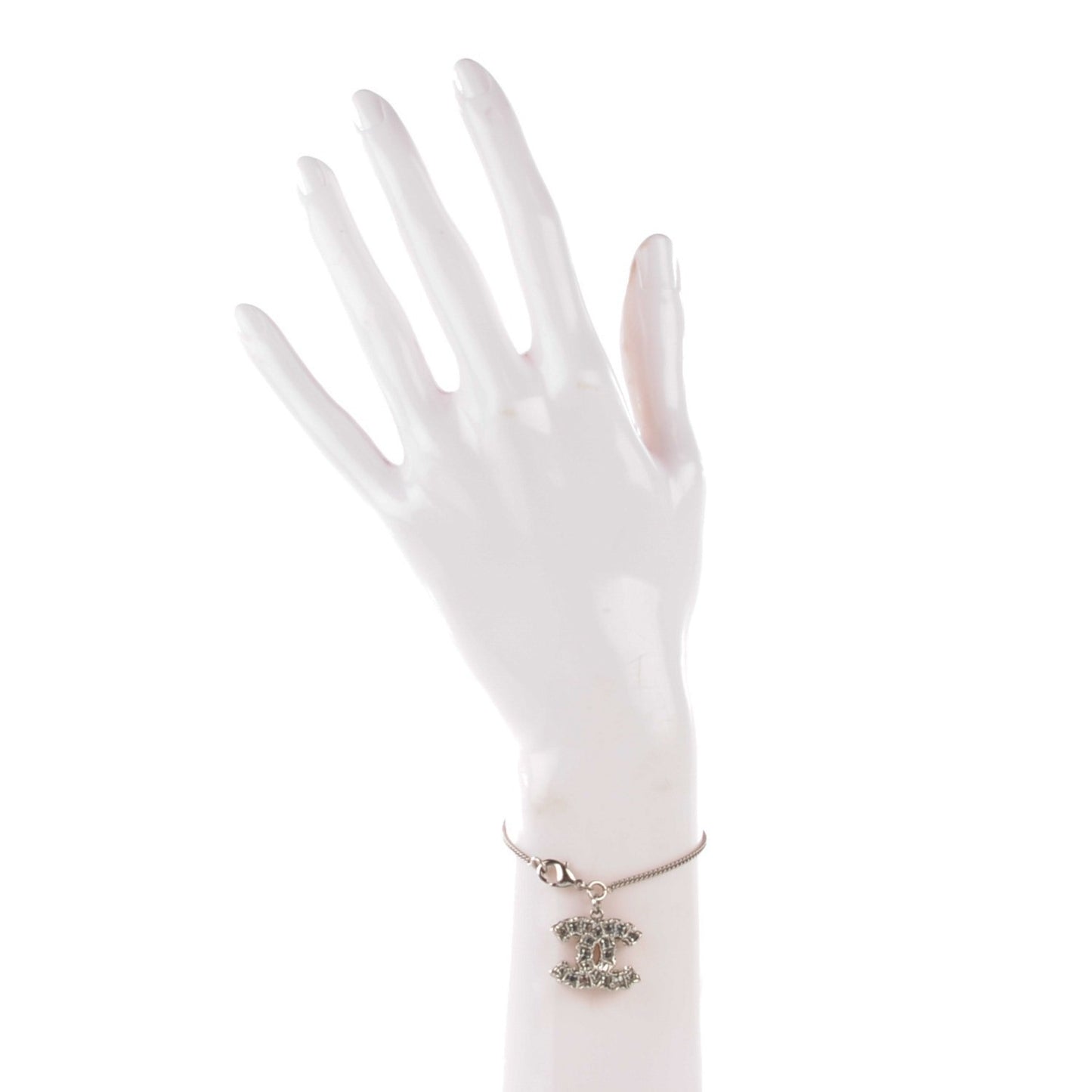 Crystal Baguette CC Chain Bracelet Silver