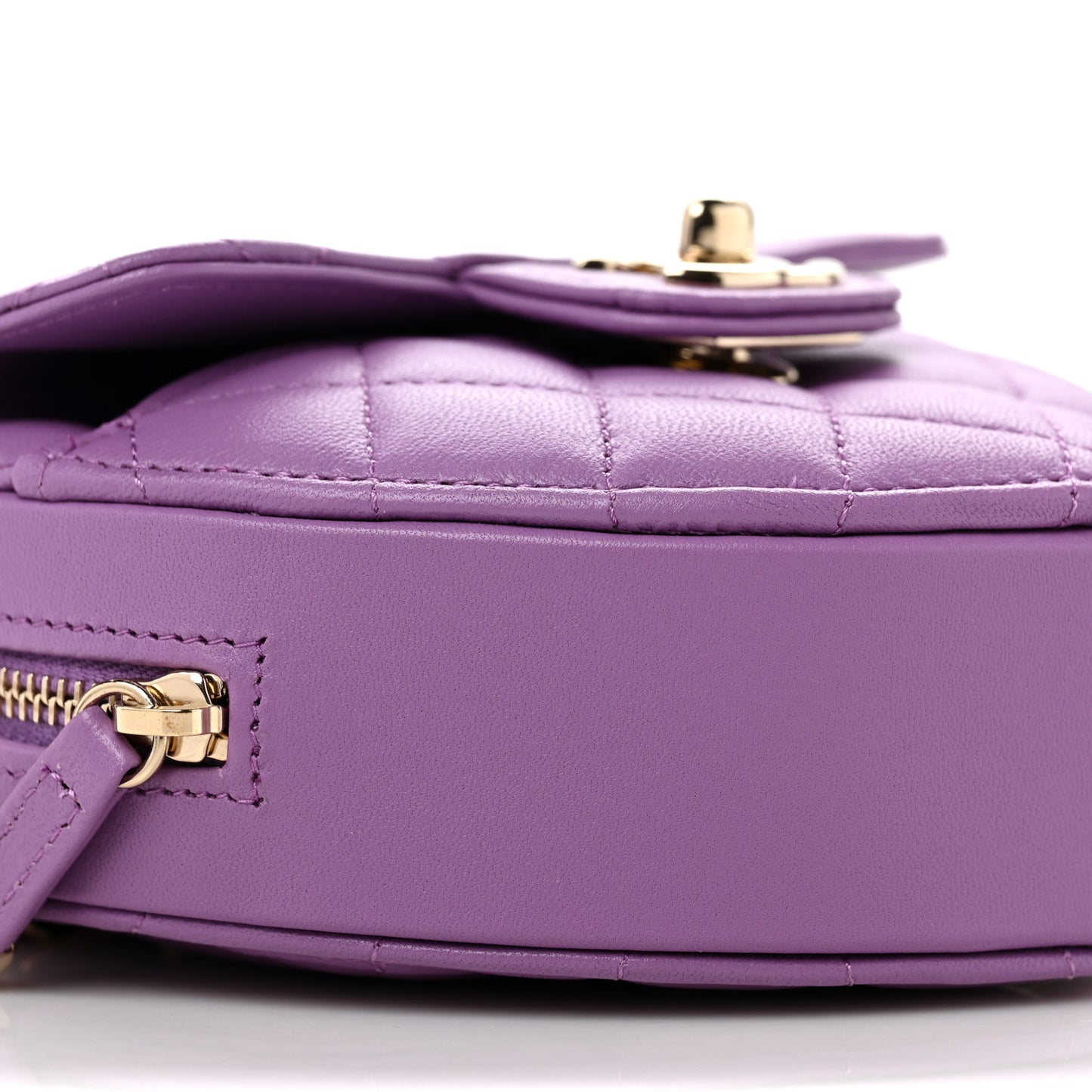 Lambskin Quilted CC In Love Heart Clutch With Chain Purple