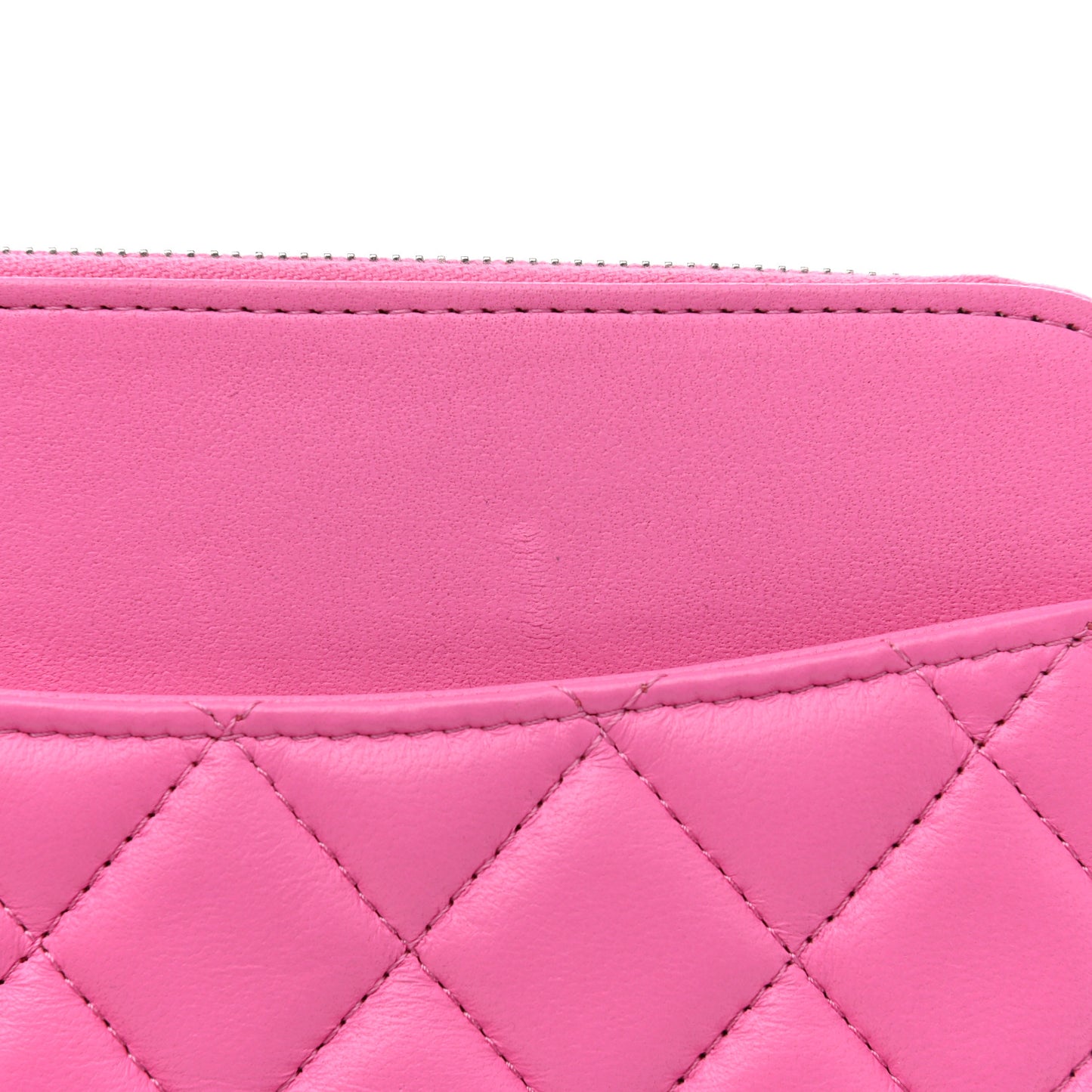 Lambskin Quilted Flap Phone Holder With Chain Neon Pink