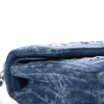 Chanel Denim Tweed Quilted Medium Double Flap Blue 5 of 8