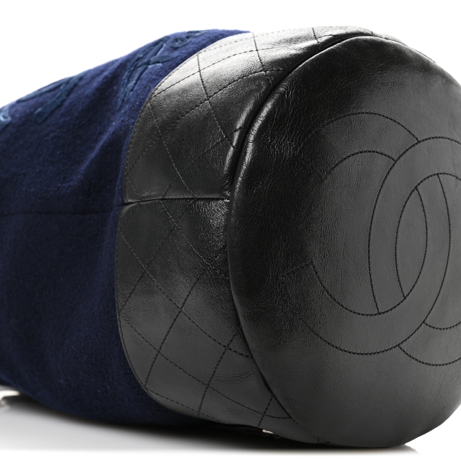 Chanel Wool Calfskin Embroidered Paris Hamburg Drawstring Backpack Navy Blue 9 of 11
